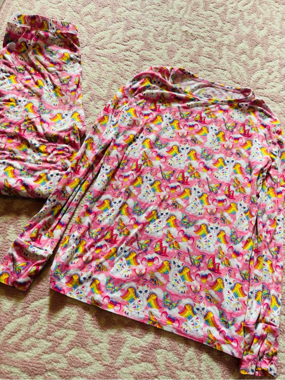 Posh Peanut Angel Kitty Lisa Frank Long Sleeve/Pants Pajama Set